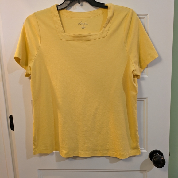 Kim Rogers Tops - Kim Rogers Yellow Square Neck Short Sleeve Tee